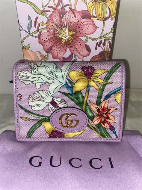 gucci flower print wallet|Gucci accessory collection wallet.